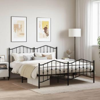 vidaXL Metal Bed Frame without Mattress with Footboard Black 183x213cm