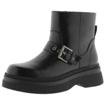Botines de mujer Victoria Dublín negro monocromo con suela gruesa y correa, efecto piel, modelo 1301105