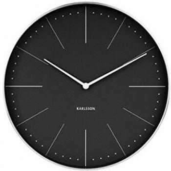 Reloj de Pared Karlsson Normann Estación Negro con Caja Cepillada