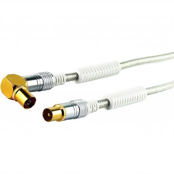 Cable Coaxial Schwaiger KVKWHD50 531 - 5 m, 110 dB, Transparente, Baño Dorado, IEC 169-2