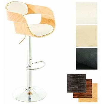 Taburete de Bar Kingston Regulable en Altura y Giratorio, Similpiel Natural/Blanco