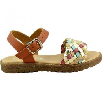 Sandalias CONGUITOS para niña en color cuero con diseño trenzado