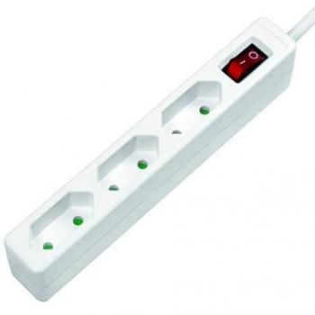 Regleta de enchufes LogiLink LPS230, 3 salidas Euro, 1.5m, con interruptor, blanca, protección para niños