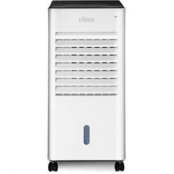 Ufesa Air Cooler CL6040 - Enfriador de aire portátil, pantalla táctil, depósito de 5 L, temporizador de 12 h, 3 velocidades, Blanco