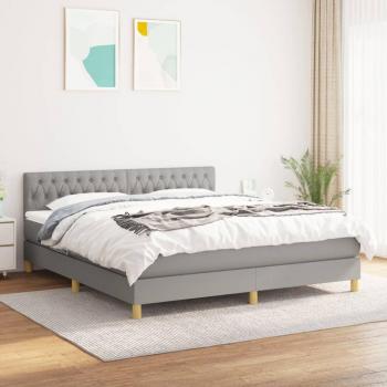 Cama box spring con colchón de tela gris claro 180x200 cm Chiaro