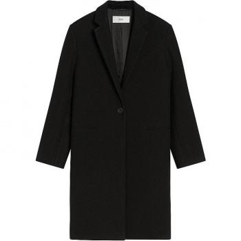 Closed Navy Blue Wool Blend Coat, Single-Breasted, Female, Size: M