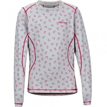 Marmot Midweight Meghan Crew - Camiseta Interior para niña, Niñas, Color Disco Pink Ditzy Marmot, tamaño Medium