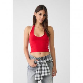 Stradivarius Red Halter Crop Top Size S