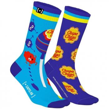 Calcetines deportivos Capslab Azules Nubes Chupa Chups, características: diseño colorido con nubes, marca Chupa Chups, material cómodo y transpirable, ideal para uso diario y actividades deportivas