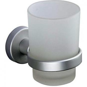 MSV Vaso con Soporte DE Aluminio-Lugano, Gris Mate, 6.8x9.5x11.6 cm