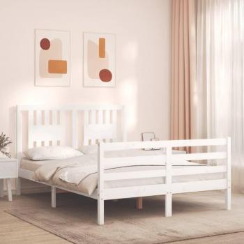 Estructura de cama con cabecero madera maciza blanca 140x200 cm vidaXL