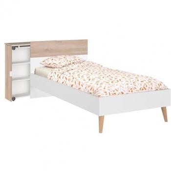 Cama Juvenil Essence 90x200 cm con Cabecero en Roble Japonés y Blanco Mate