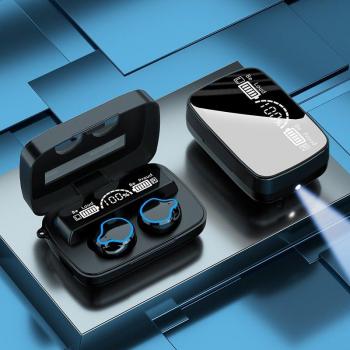 Auriculares Inalámbricos Bluetooth HD con Caja de Carga de 3500mAh, Linterna, Cancelación de Ruido y Estéreo de Graves Profundos