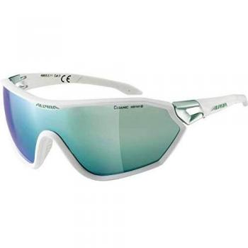 Alpina S-WAY CM+ Gafas de Deporte, Unisex - Adulto, Blanco Mate-Pistachio, Talla Única