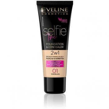 Eveline Cosmetics Selfie Time Foundation and Concealer 2-in-1 Shade 01 Porcelain 30 ml