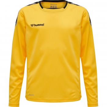 Camiseta de Manga Larga Hummel Authentic Poly para Niños, Color: Amarillo Deportivo/Negro, Talla: 116