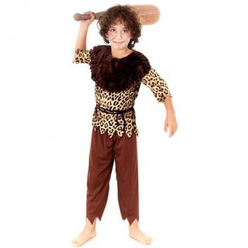 Disfraz de Cavernícola Animal Print para niño con huesos y accesorios
