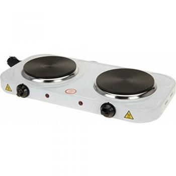 Placa de Cocina Eléctrica Doble 2 x 1000W Blanca