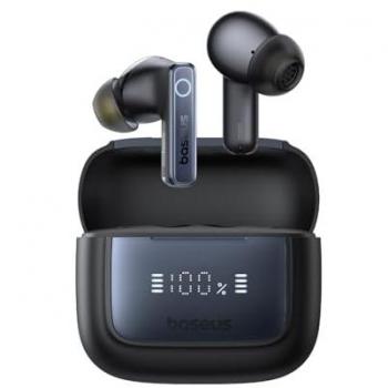 Baseus Bowie 35 Auriculares Inalámbricos True Wireless con Cancelación de Ruido ANC - Bluetooth 5.3, 65 Horas de Autonomía, IPX4, Micrófono ENC, Color Negro