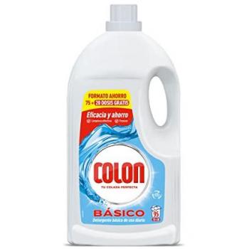 Colon Detergente Gel Básico para Lavadora 95 Lavados, Limpieza Efectiva, Apto para Ropa Blanca y Color