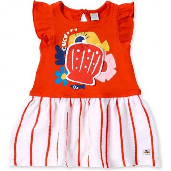 Tuc Tuc - Vestido de niña combinado con volantes Salty Air, 100% algodón, diseño colorido, volantes en las mangas y el dobladillo, cierre trasero con botones, ideal para ocasiones especiales y uso diario