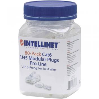Intellinet 80-Pack Cat6 RJ45 Modular Plugs UTP Pro Line with Gold-Plated Contacts