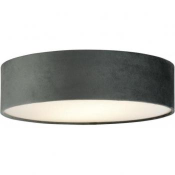 Plafonnier Drum de Techo Contemporáneo en Acero y Tejido Gris con 2 Luces E27
