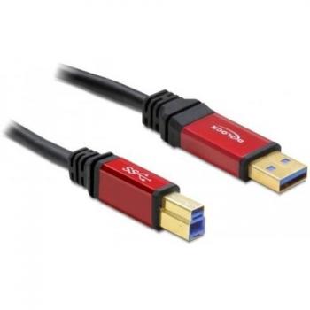 Cable USB 3.0 A-B de 3 metros, con conectores macho, UL certificado, color negro y rojo, premium