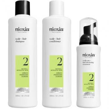 Kit Nioxin System 2 - Cuidado Capilar para Cabello Natural Visiblemente Débil (Shampoo 300 ml + Acondicionador 300 ml + Tratamiento Engrosante 100 ml)