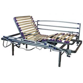 Cama Articulada Geriátrica Eléctrica con Patas Regulables y Barandillas - 105cm x 190cm