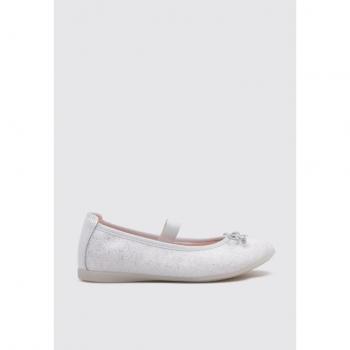 Pablosky - Bailarinas de niña blancas con elástico y Mocasín Plano 350700 Niña Plata, talla 29