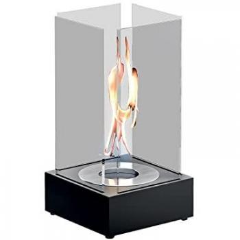 Mesa Bio-Chimenea Boston Negra con Sistema Tecno Air de 1,5 kW y Capacidad de Bruciatore de 0,4 Litros