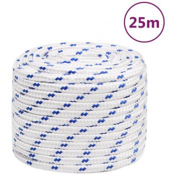 Cuerda de barco de polipropileno blanco 16 mm 25 m - Cuerda de barco, material polipropileno, diámetro 16 mm, longitud 25 m, color blanco, resistente a la intemperie, fácil de