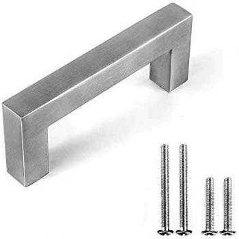 Fulgente 10 pcs Tiradores de Cajón Níquel Cepillado Cuadrado Tiradores Armario de Cocina Tirador de Puerta Tiradores de muebles Hardware Armario de Baño Acero inoxidable Tiradores-76MM