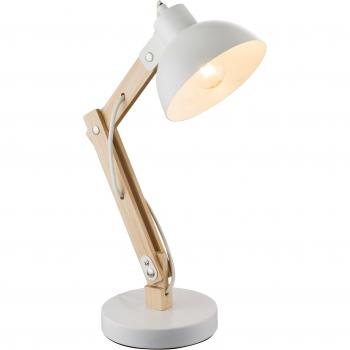 Lámpara de Escritorio Globo Tongariro 21502, E27, Madera Clara, Cable Blanco 1.5m