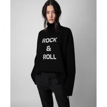 Zadig & Voltaire Women's Alma Rock & Roll Merino Wool Turtleneck Sweater - Black, Size XS