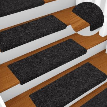 Esteras de escalera Tejido de barriga 10 piezas 65x21x4 cm Negro