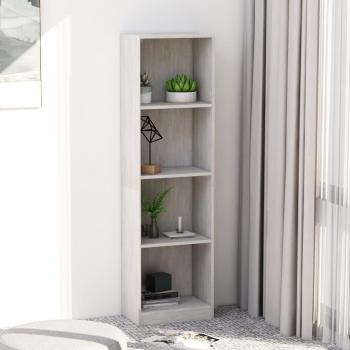 Estantería Valis 4 Niveles Gris 142x40x24 cm, con 4 estantes de hormigón y librería de madera multicapa, fabricada en contrachapado gris con dimensiones de 40x
