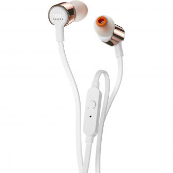 Auriculares Botón JBL T210 - Micrófono, Control Remoto, Rosa Dorado