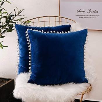 FabThing Funda de Cojín Decorativa Fundas de Almohada Terciopelo para Sofá Silla Cama Sala de Estar Dormitorio Coche Hogar 45x45cm 2 Piezas Armada