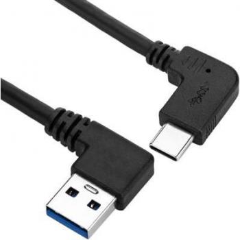 Cable USB-C 3.1 Macho Acodado a USB-A 3.1 Macho Acodado de 2 m Color Negro