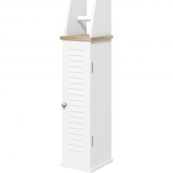 Armario de Baño Moderno Columna Auxiliar de Baño con Estantes Ajustables y Portarrollos de Papel 18x20x80 cm Blanco