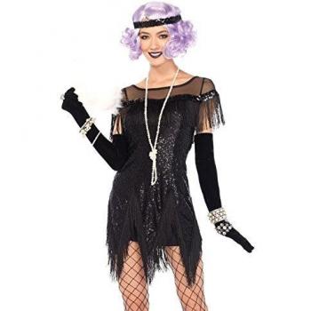 Leg Avenue-Black Roaring 20s Foxtrot Flirt Fancy Costume Set UK 10-12, 2-Piece Mujer, color negro, Medium