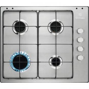 Piano de cocina a gas Electrolux EGS6404SX, 4 quemadores, 60 cm, acero inoxidable, integrado