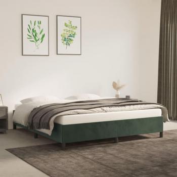 Cama de terciopelo verde oscuro 160x200 cm sin colchón Vidaxl