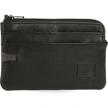 Monedero Pepe Jeans Marshal Negro de piel genuina con diseño elegante