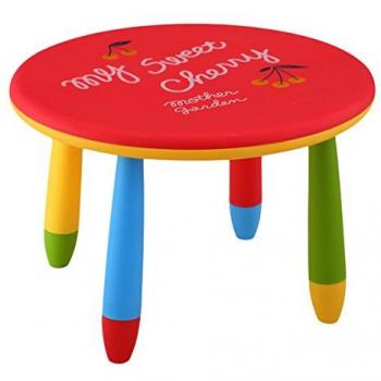 Mesita Infantil Redonda Roja de Plástico Resistente - 70 cm Diámetro x 48 cm Altura - Diseño Multifuncional y Desmontable