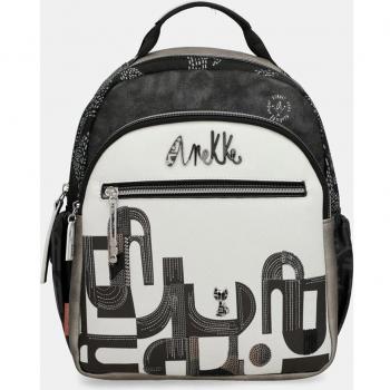 Mochila de paseo para mujer Nature Sixties con diseño retro y detalles en blanco y negro