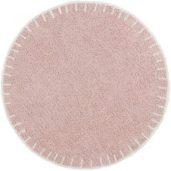 Alfombra Infantil Lavable 100% Algodón Redonda Rosa/Beige 120ø cm - Decoración Bonita y Práctica para Niños
