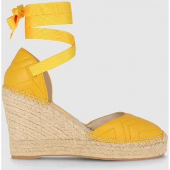 Alpargatas de cuña de mujer en piel acolchada color amarillo Lodi